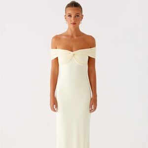 Peppermayo Off-Shoulder Cream Dress